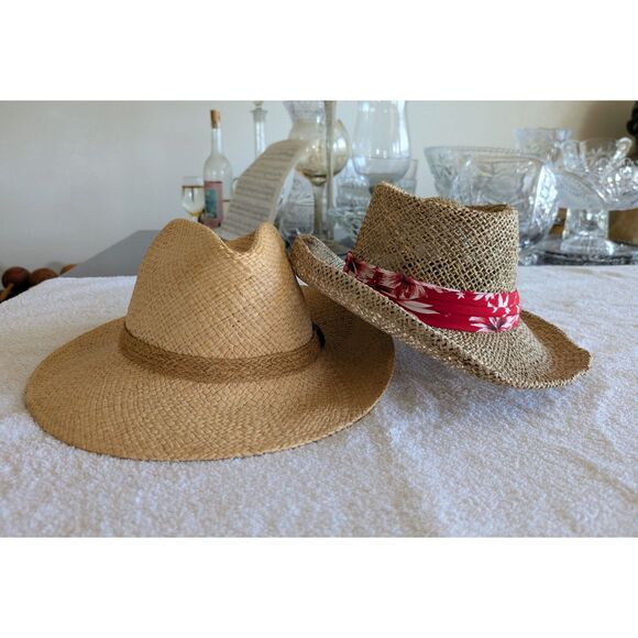 Panama Jack Straw Hat Bundle Lot of 2 Safari Wide Brim Beach Sun Hats main image 4